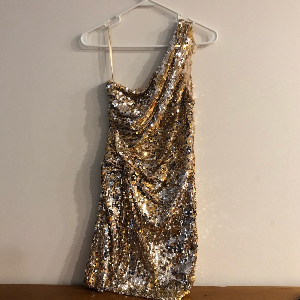Sequins One-shoulder Cocktail Dress